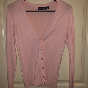 Pink V Neck Cardigan